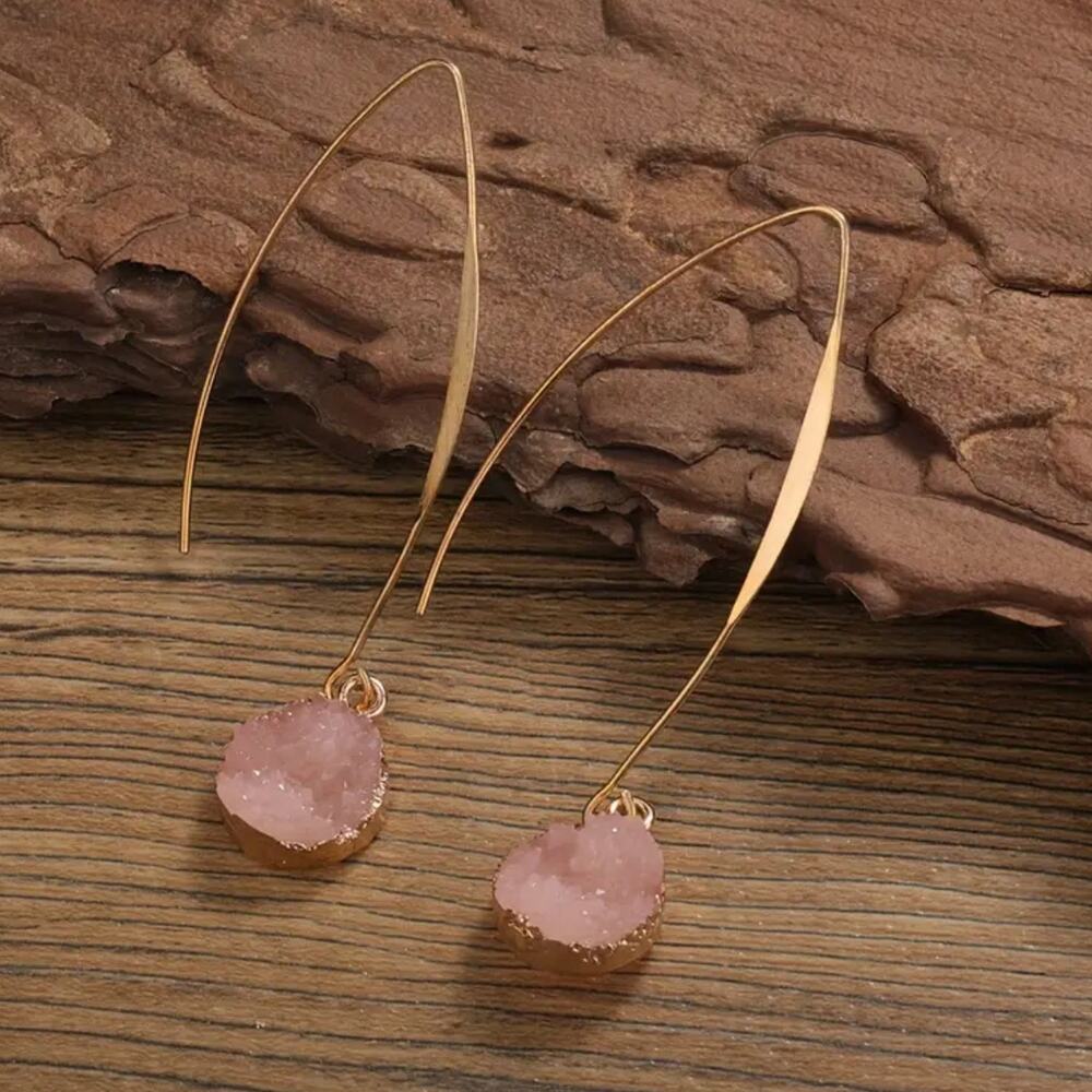 Druzy Fishhook Earrings